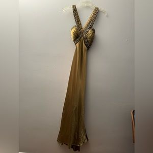 FINAL SALE‼️Dave & Johnny Long Beaded Halter Dress size 1/2